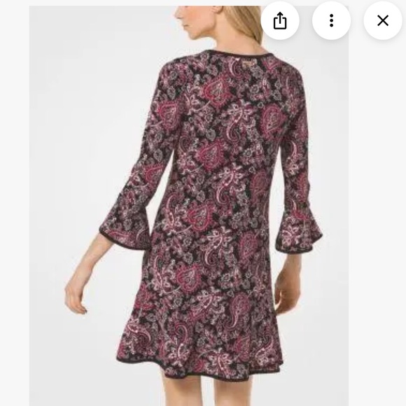 Sz L ⭐️NWT Michael Kors Paisley Matte - Jersey Flounce Dress - Picture 3 of 11